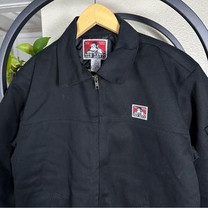 Ben Davis Black Canvas Quilted Work Mechanics Jacket Sz S Plenty Tough Bomber